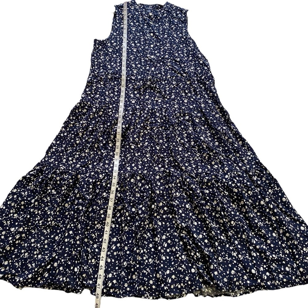 NWT CHAPS $90 Floral Fit & Flare Tie Waist Button Front Midi Dress Women’s Large - Picture 6 of 12